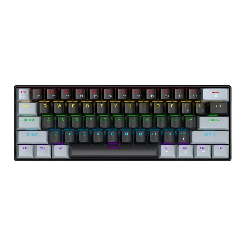 APAYADO K61 Wired Mechanical Keyboard - 60% Compact (61 Keys), RGB Backlit, Portable Design, Phantom Switches, for Gaming
