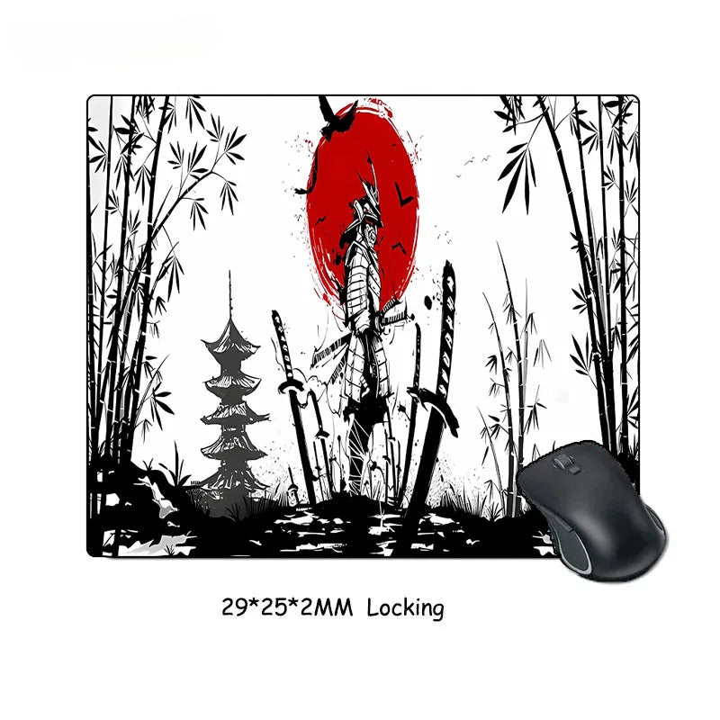Samurai Warrior MousePad Gamer Computer Accessories Keyboard Table Mat Black Mouse pad Company Gaming Laptop Desk Accessory Pc