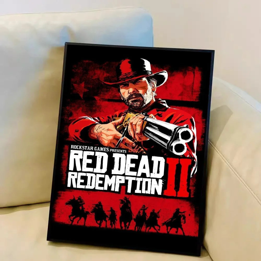Red D-Dead R-Redemption 2 DIY Sticky Poster Whitepaper Prints Posters Artwork Vintage Decorative Painting