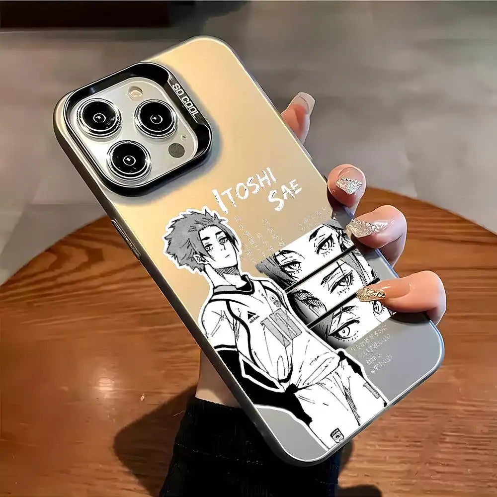 Cool B-Blue L-Lock Anime Phone Case For iPhone 17 16 15 14 13 12 11 Pro Max Air multicolor Matte Laser Metallic Aurora Funda