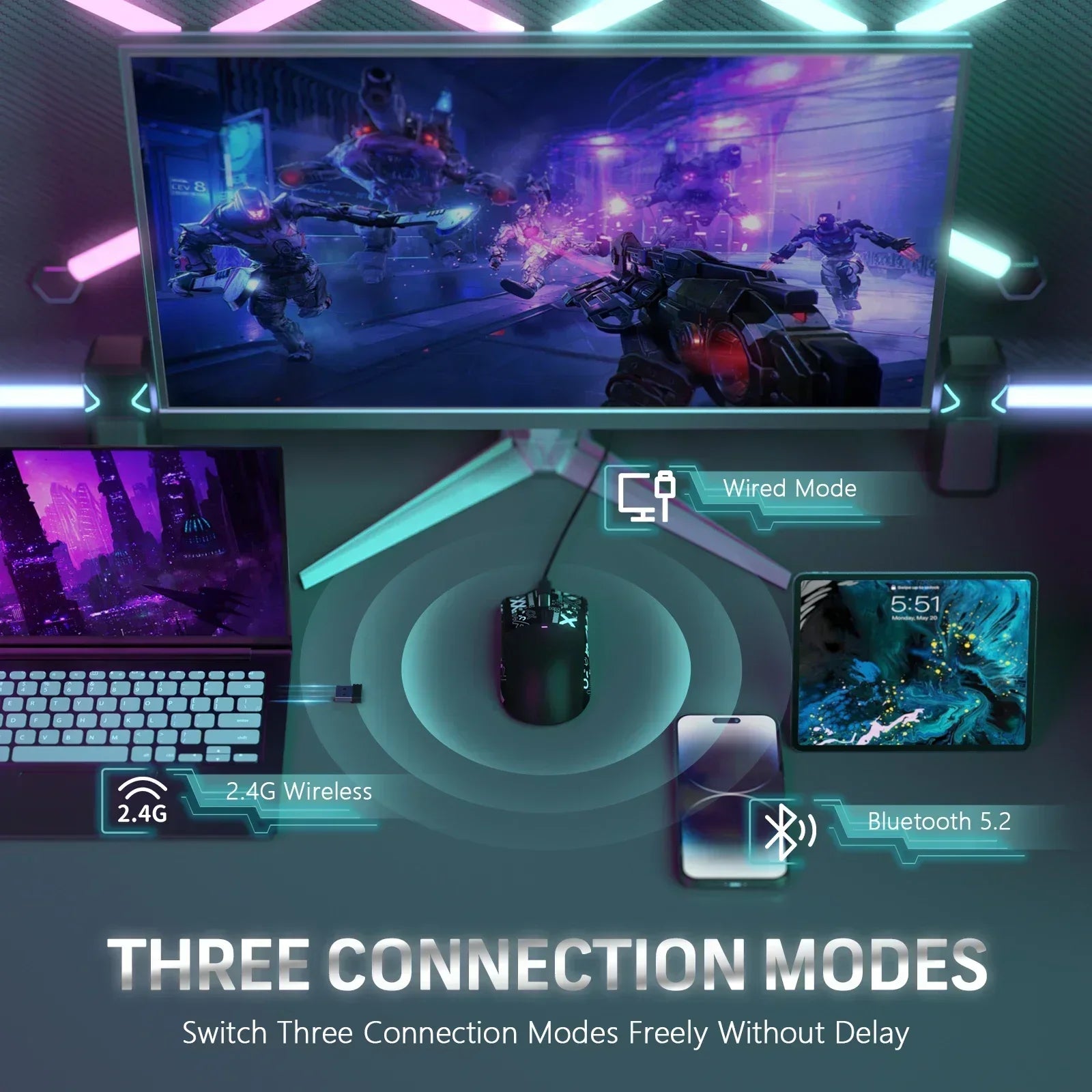 ATTACK SHARK X11 Wireless Gaming Mouse Charging Dock PixArt PAW3311 BT/2.4G Wireless/Wired Gaming Sensor Gift Anti-slip Sticker