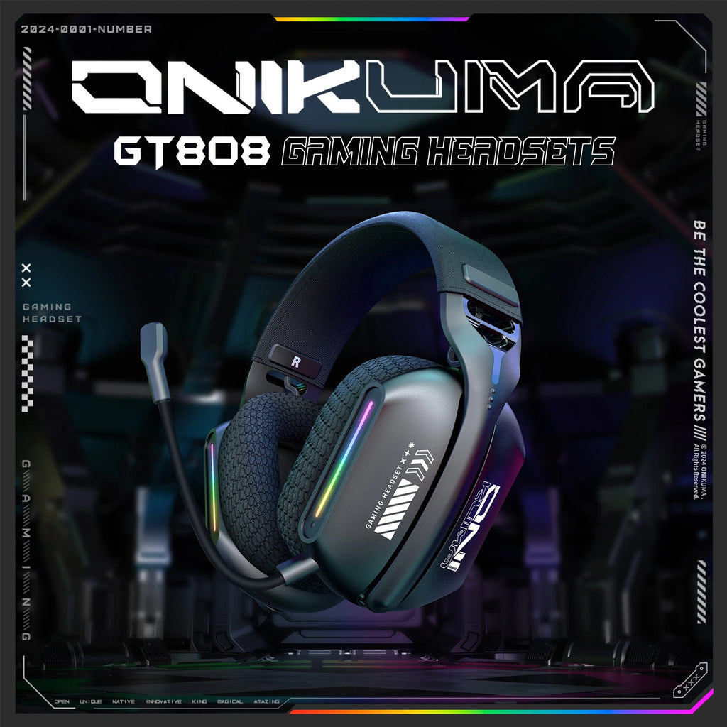 ONIKUMA Wireless Gaming Headset: 2.4G/Wired/Bluetooth 3 Modes, Bendable HD Mic, Soft Ear Pads, Immersive Sound for PC/PS4/5