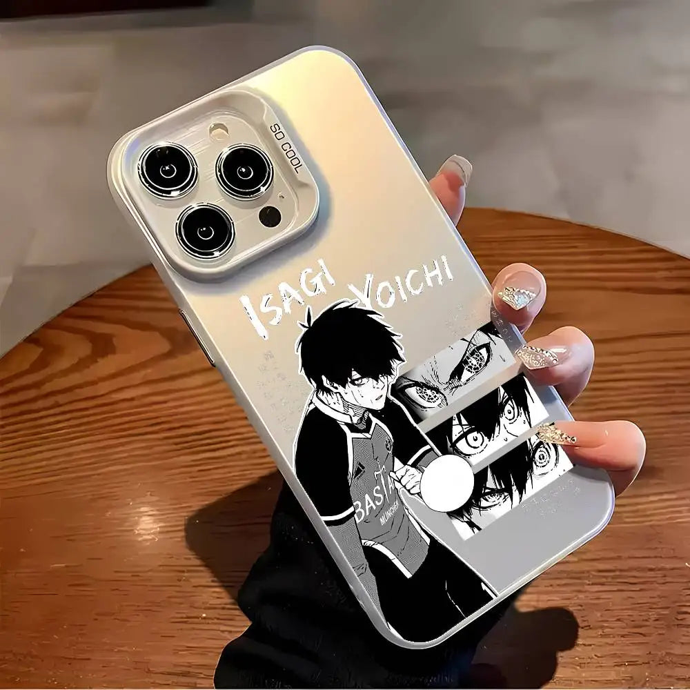 Cool B-Blue L-Lock Anime Phone Case For iPhone 17 16 15 14 13 12 11 Pro Max Air multicolor Matte Laser Metallic Aurora Funda