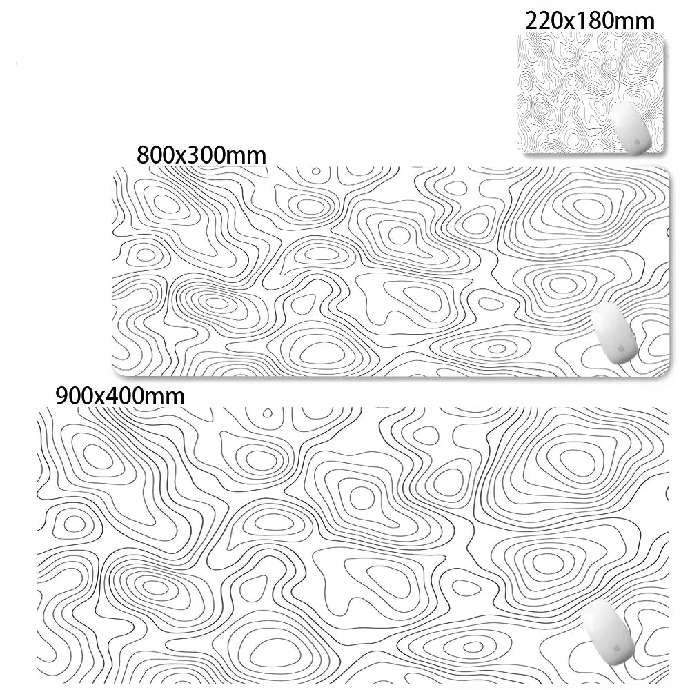 XXL Black & White Strata Liquid Gaming Mouse Pad - Large Non-Slip Desk Mat with Lockedge