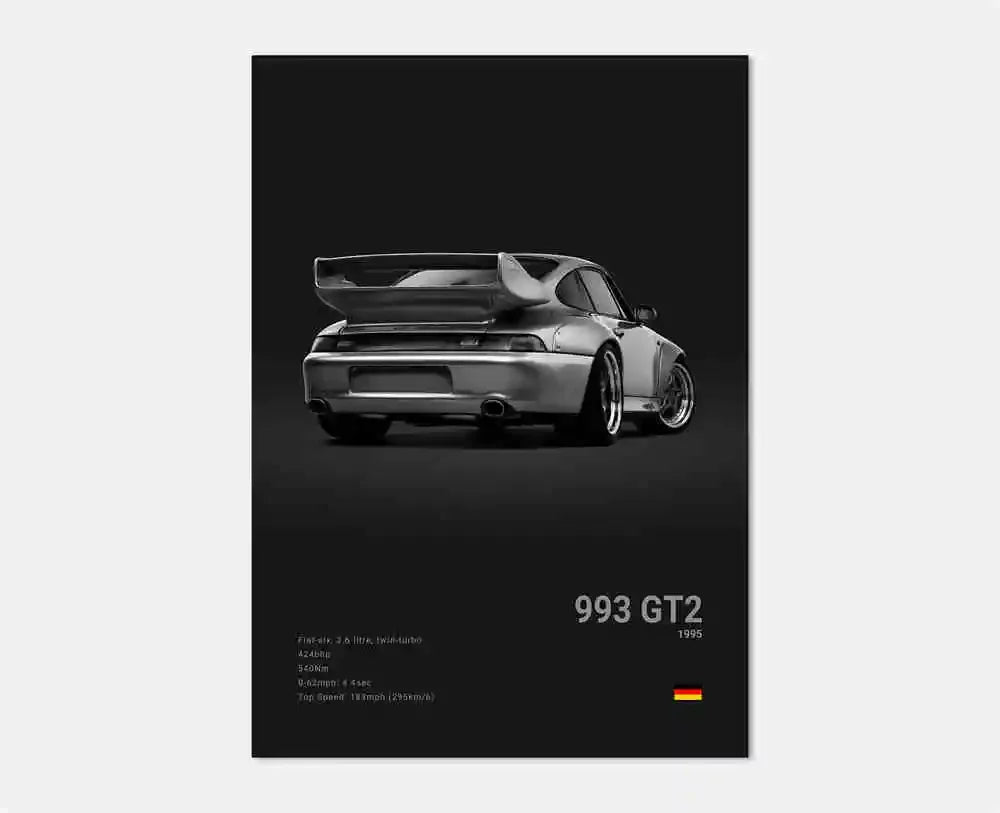 Black White Pop Luxury Germany Sports Car Poster Wall Art 911 GT3 RS Turbo HD Print Canvas Painting for Garage Home Room Decor