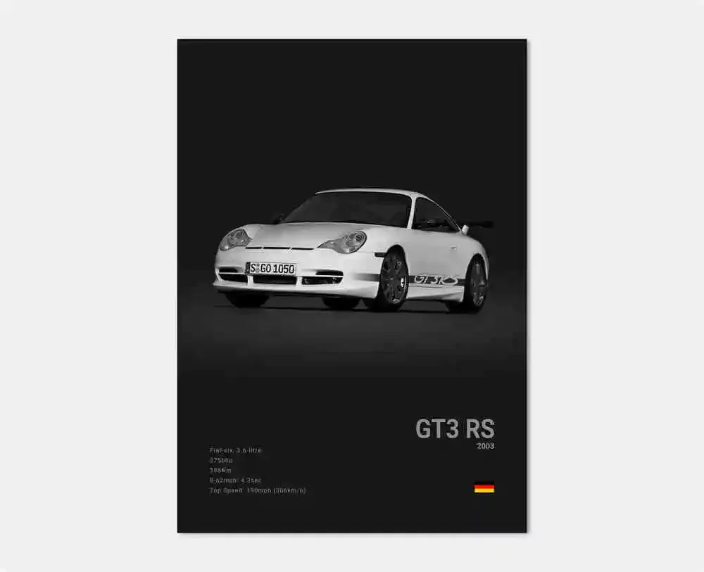 Black White Pop Luxury Germany Sports Car Poster Wall Art 911 GT3 RS Turbo HD Print Canvas Painting for Garage Home Room Decor