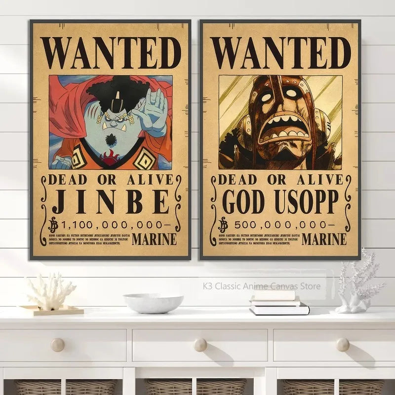 One Piece Canvas Poster Bounty Order Luffy Wallpapr Ace Figures Nami Home Decoration Painting Anime Zoro Wall Art Sanji