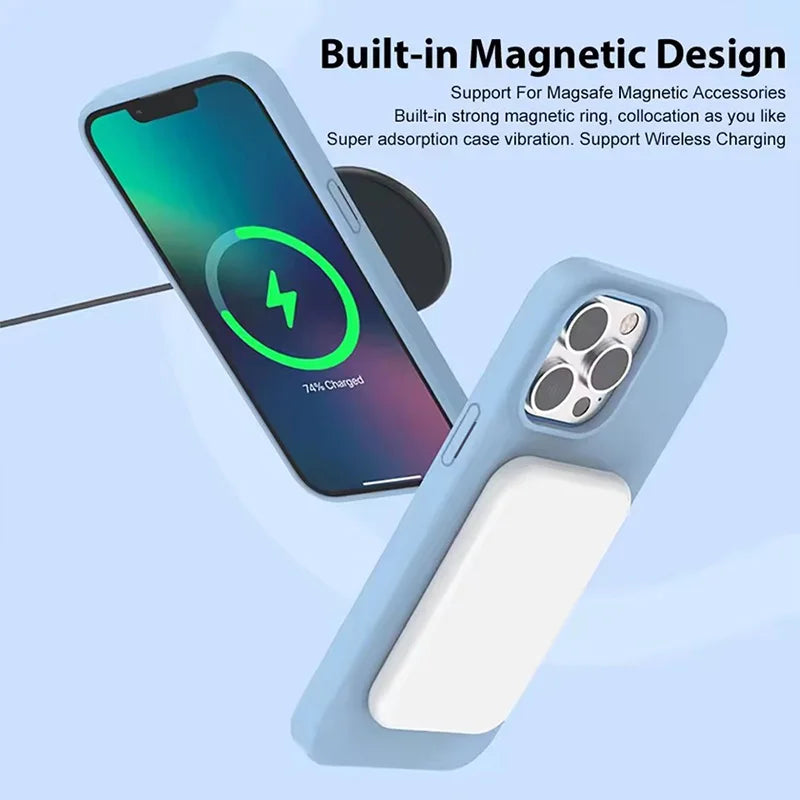 NEW For Magsafe Liquid Silicone Phone Case For iPhone 16 15 13 14 11 12 Pro Max 16 15 Plus Magnetic Wireless Charging Soft Cover