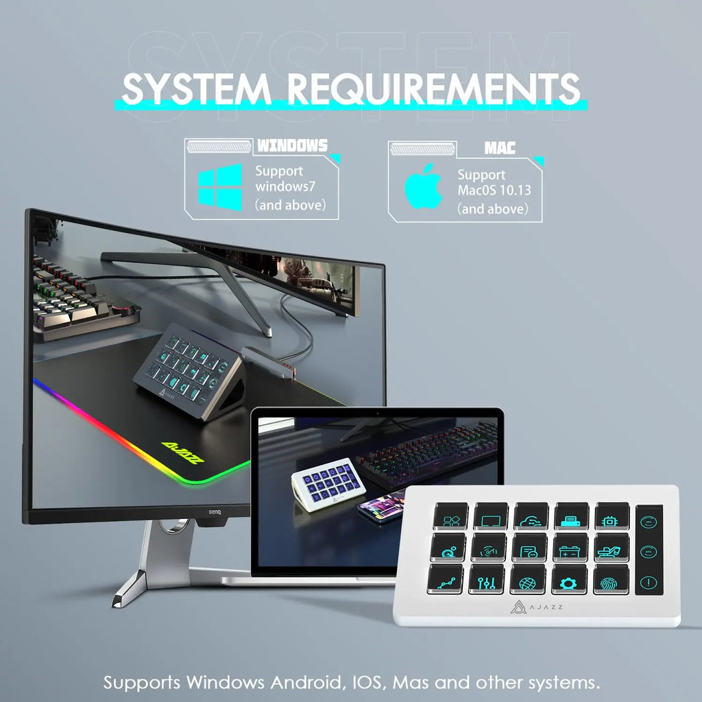 ATTACK SHARK x AJAZZ AKP153 STREAM DECK 15 Customisable Buttons Stream Deck With Versatile Side Screen