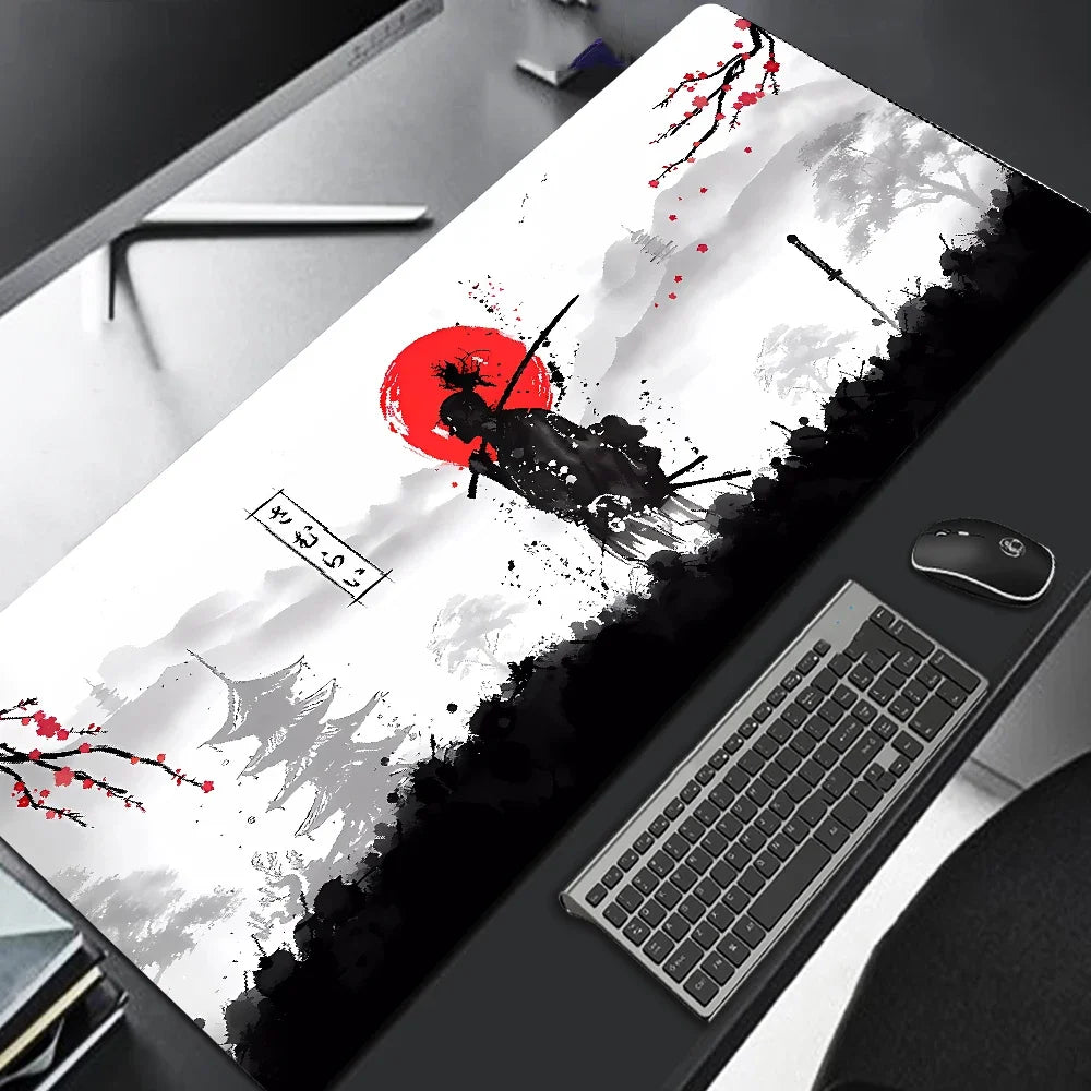 Samurai Warrior MousePad Gamer Computer Accessories Keyboard Table Mat Black Mouse pad Company Gaming Laptop Desk Accessory Pc