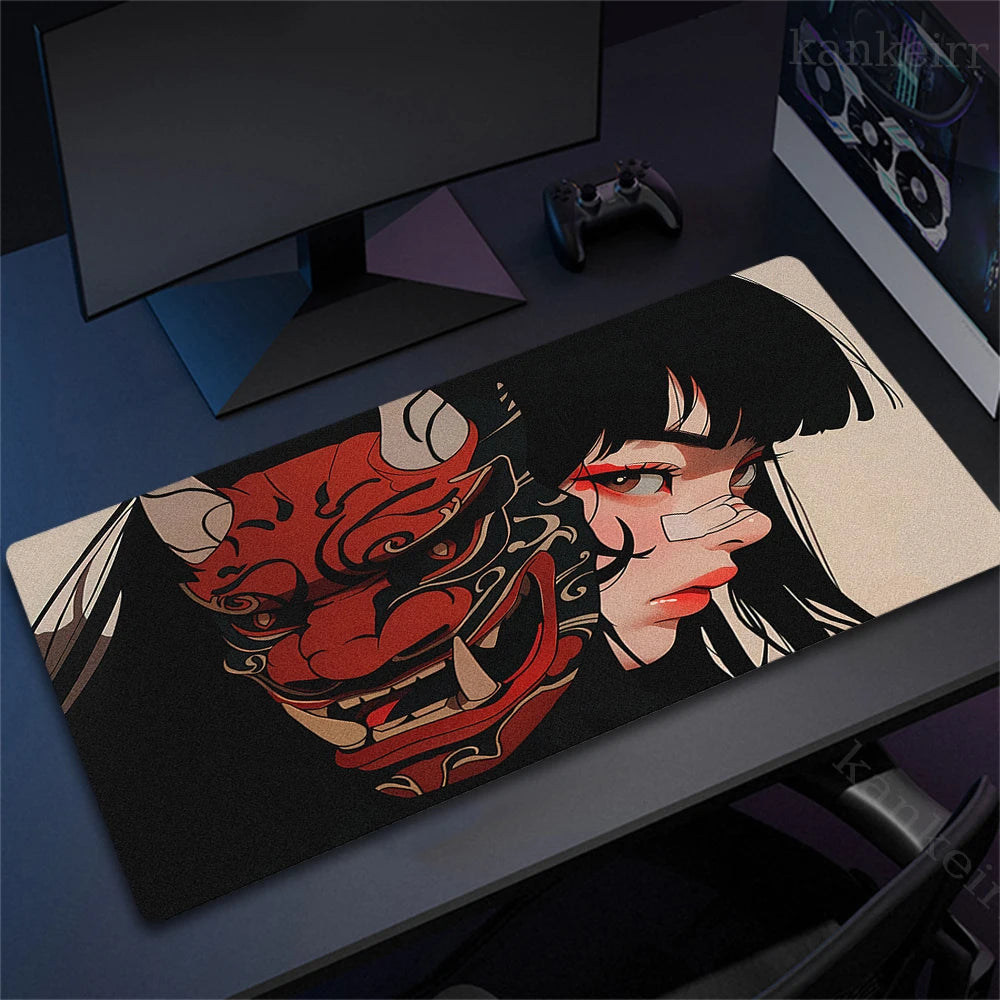 Large Gaming Mosue Pad Premium Mousepad Gamer Mask Girl Anime Mouse Mat XXL 90x40cm Deskmat Computer Keyboard Pads Office Carpet