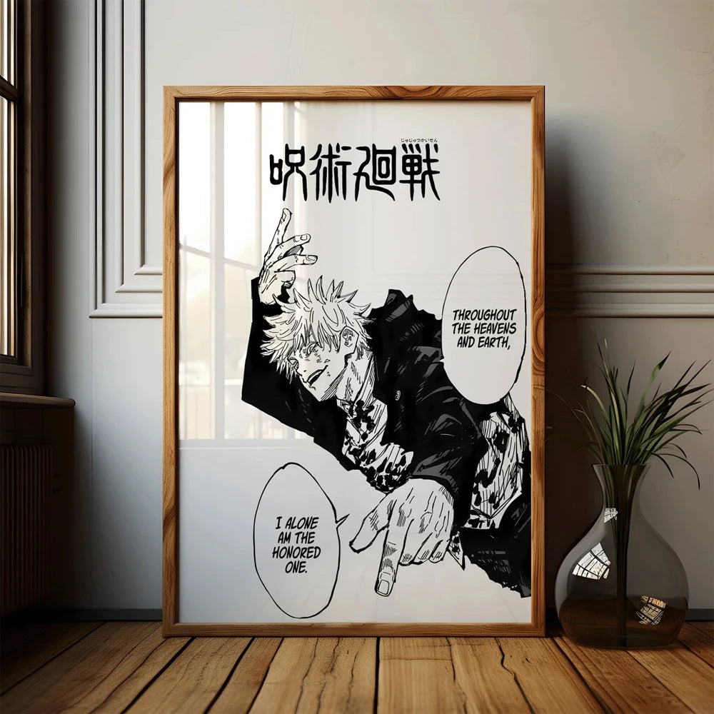 1PC Frameless Kaisen Anime Poster Canvas Painting Black White Anime Wall Art for Living Room Boy Bedroom Home Decoration Gift