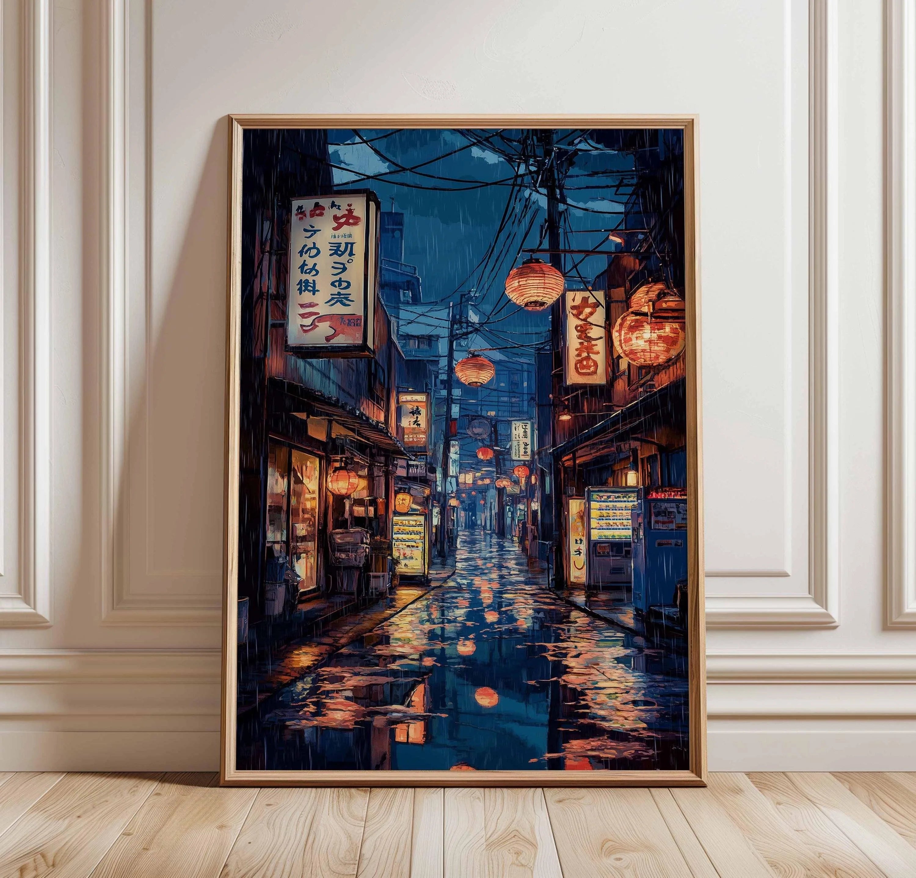Anime Ramen Shop Food Illustration Canvas Print Tokyo City Street View Wall Poster for Modern Living Room Kitchen Home Decor