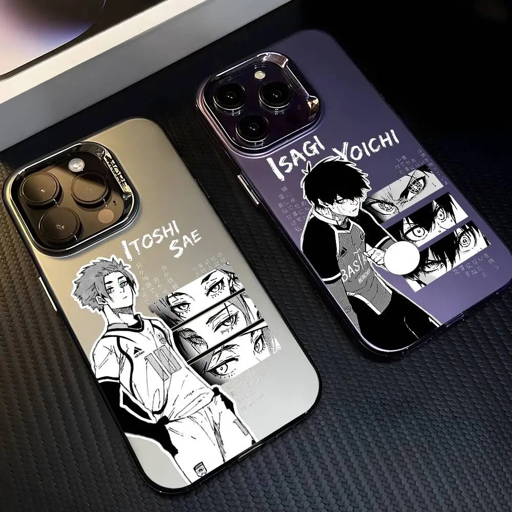 Cool B-Blue L-Lock Anime Phone Case For iPhone 17 16 15 14 13 12 11 Pro Max Air multicolor Matte Laser Metallic Aurora Funda