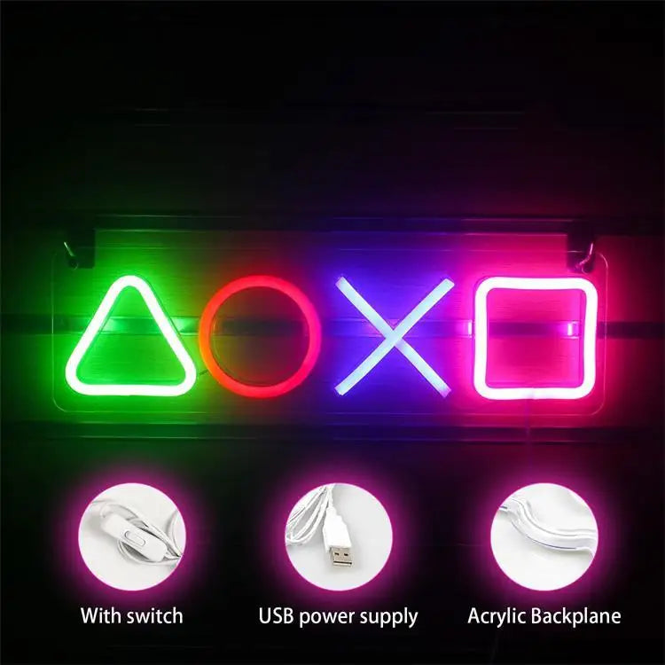 Neon Sign Custom Game Icon Light for Wall Hanging Atmosphere Playstation Lamp LED Colorful Lighting Room Bar Club Player Decor