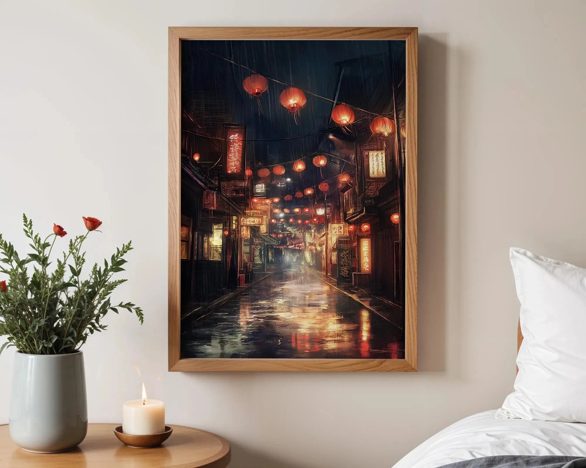 Anime Ramen Shop Food Illustration Canvas Print Tokyo City Street View Wall Poster for Modern Living Room Kitchen Home Decor