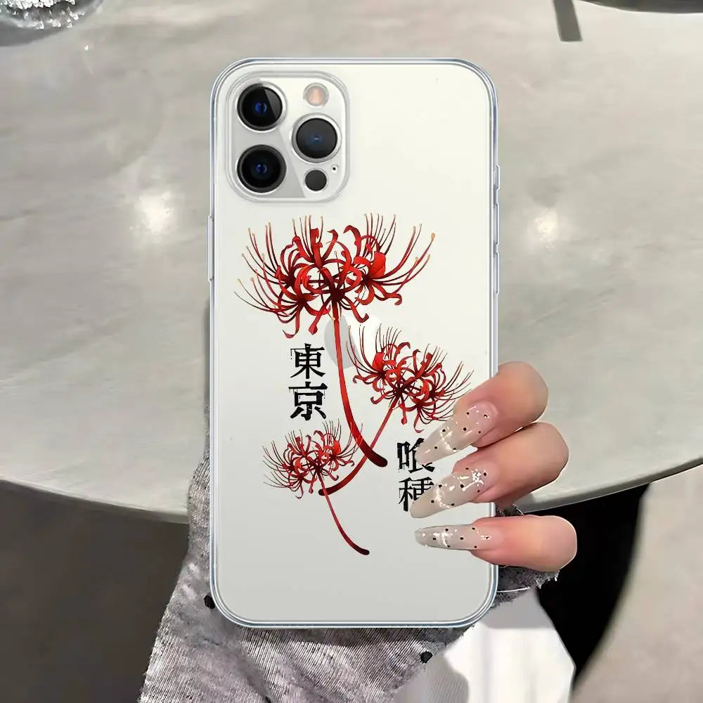 Tokyo Ghoul Kaneki Ken Anime Transparent Case For iPhone 11 12 13 14 15 16 17 Air Pro Max Plus Mini Shockproof Cover