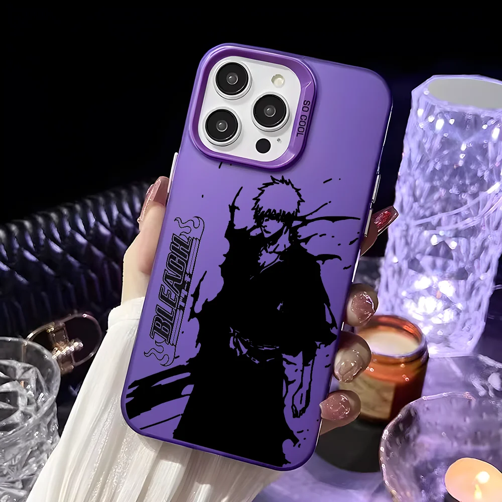 Japan B-Bleachs K-Kurosaki Ichigo Phone Case For IPhone 16 15 14 13 12 11 Pro Max Black Purple Matte Ultra-thin Soft Candy Abraz