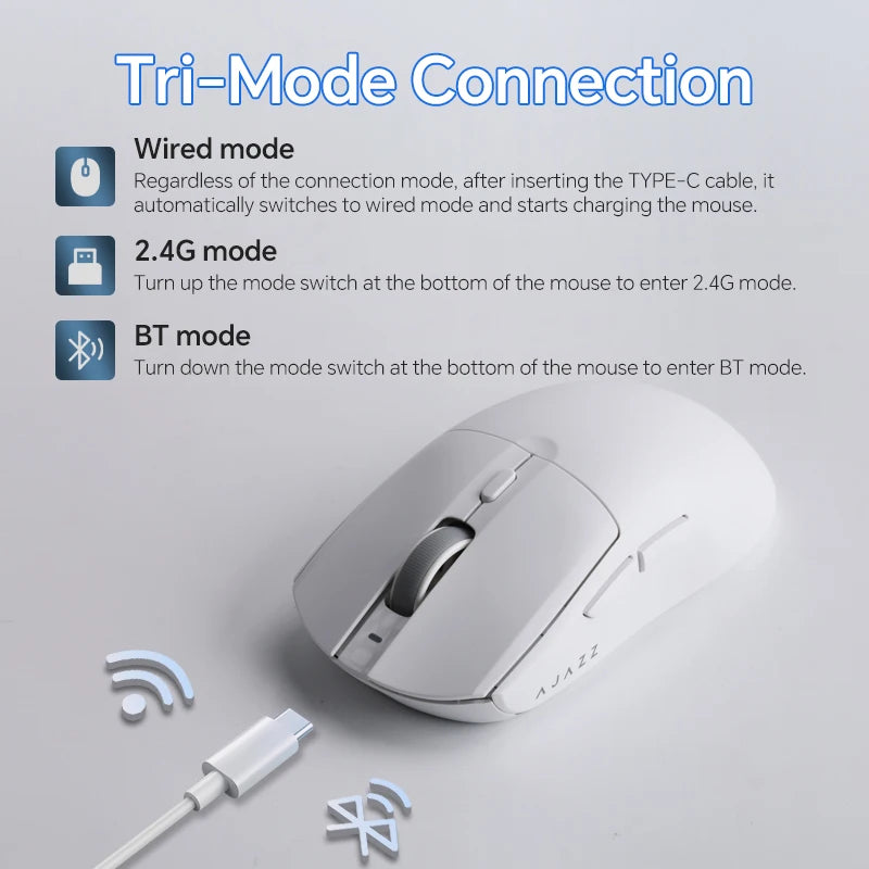 AJAZZ AJ139 V2 MC/AJ139 PRO Wireless Gaming Mouse PAW3311/PAW3395 Sensor 12000DPI/26000DPI 500mAh Bluetooth Mouse Gamer For PC