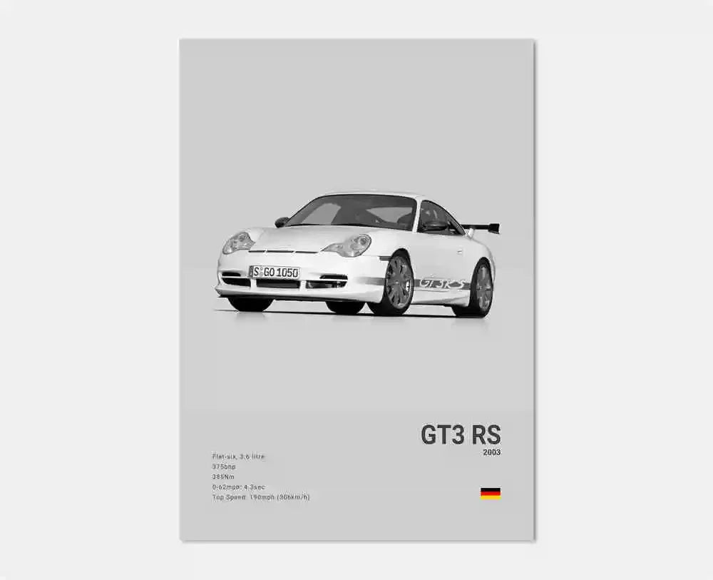 Black White Pop Luxury Germany Sports Car Poster Wall Art 911 GT3 RS Turbo HD Print Canvas Painting for Garage Home Room Decor