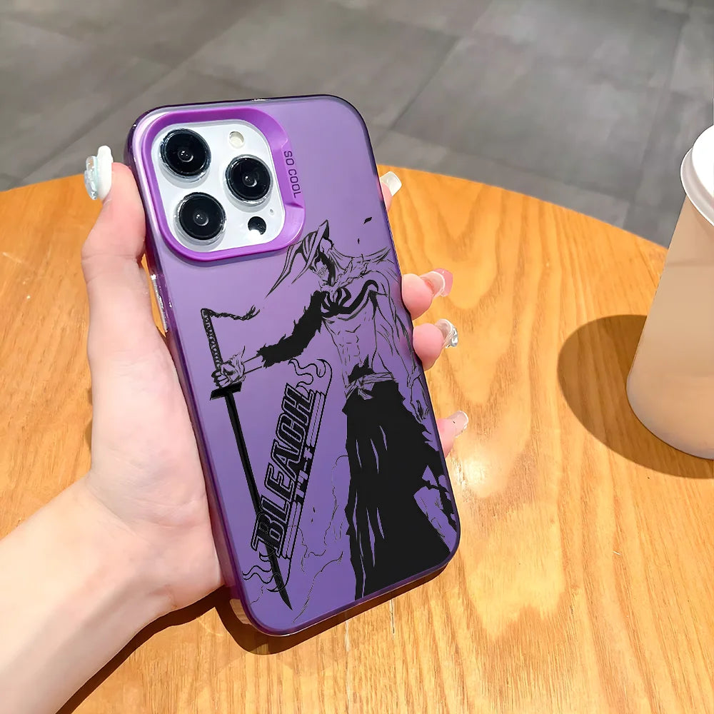 Japan B-Bleachs K-Kurosaki Ichigo Phone Case For IPhone 16 15 14 13 12 11 Pro Max Black Purple Matte Ultra-thin Soft Candy Abraz