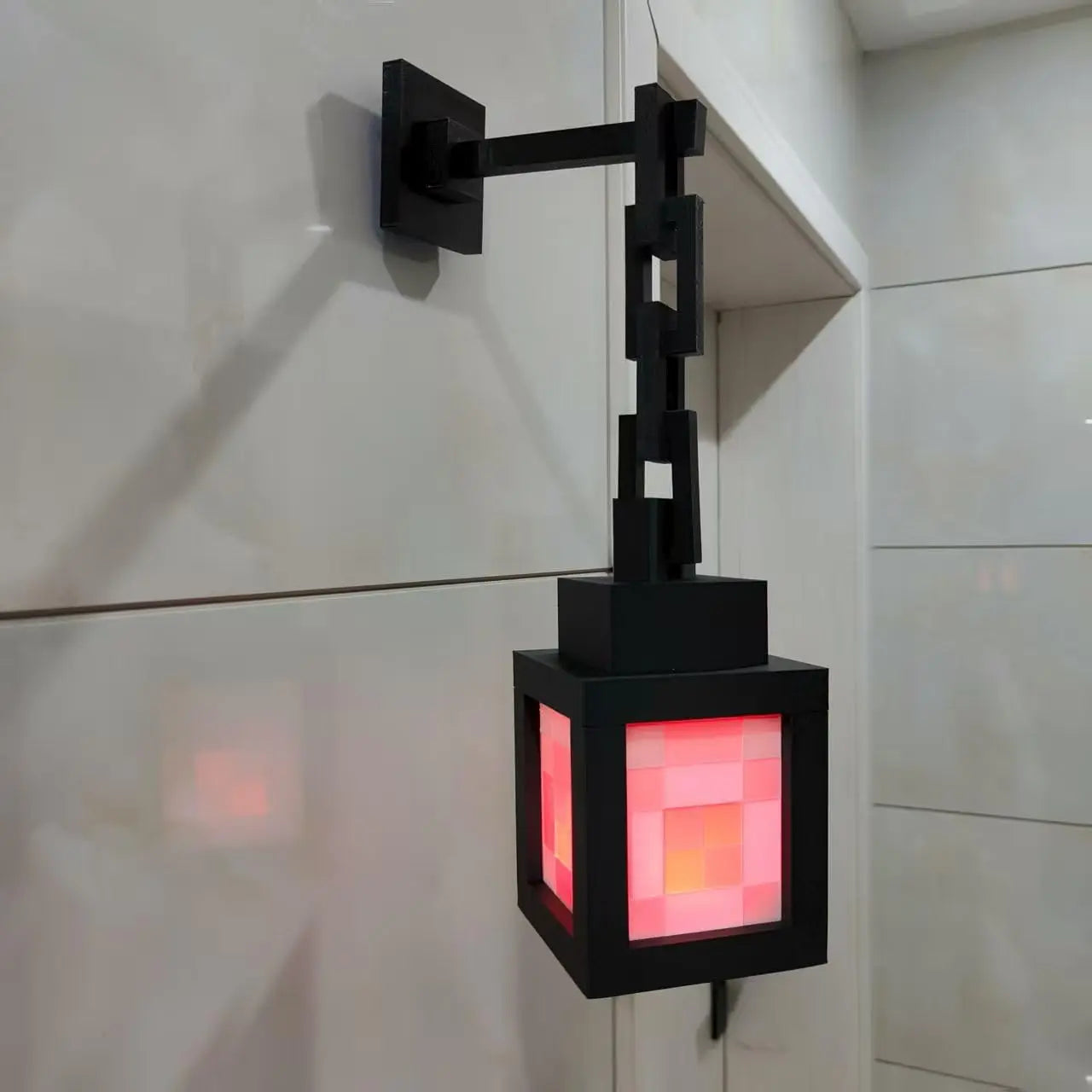 Pixel Lantern Night Light - 16-Color RGB Remote Control, USB Rechargeable Design, Ideal for Bedroom, Game Room Wall or Table Mou