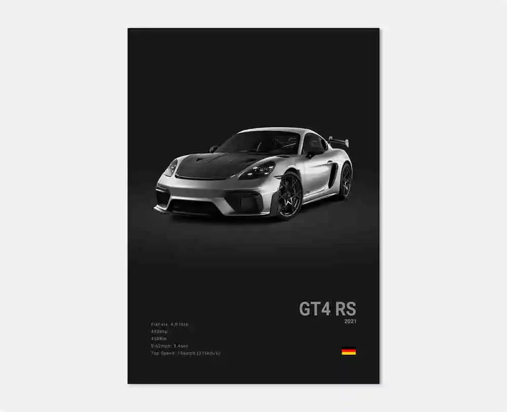 Black White Pop Luxury Germany Sports Car Poster Wall Art 911 GT3 RS Turbo HD Print Canvas Painting for Garage Home Room Decor