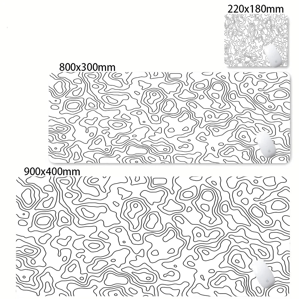 XXL Black & White Strata Liquid Gaming Mouse Pad - Large Non-Slip Desk Mat with Lockedge