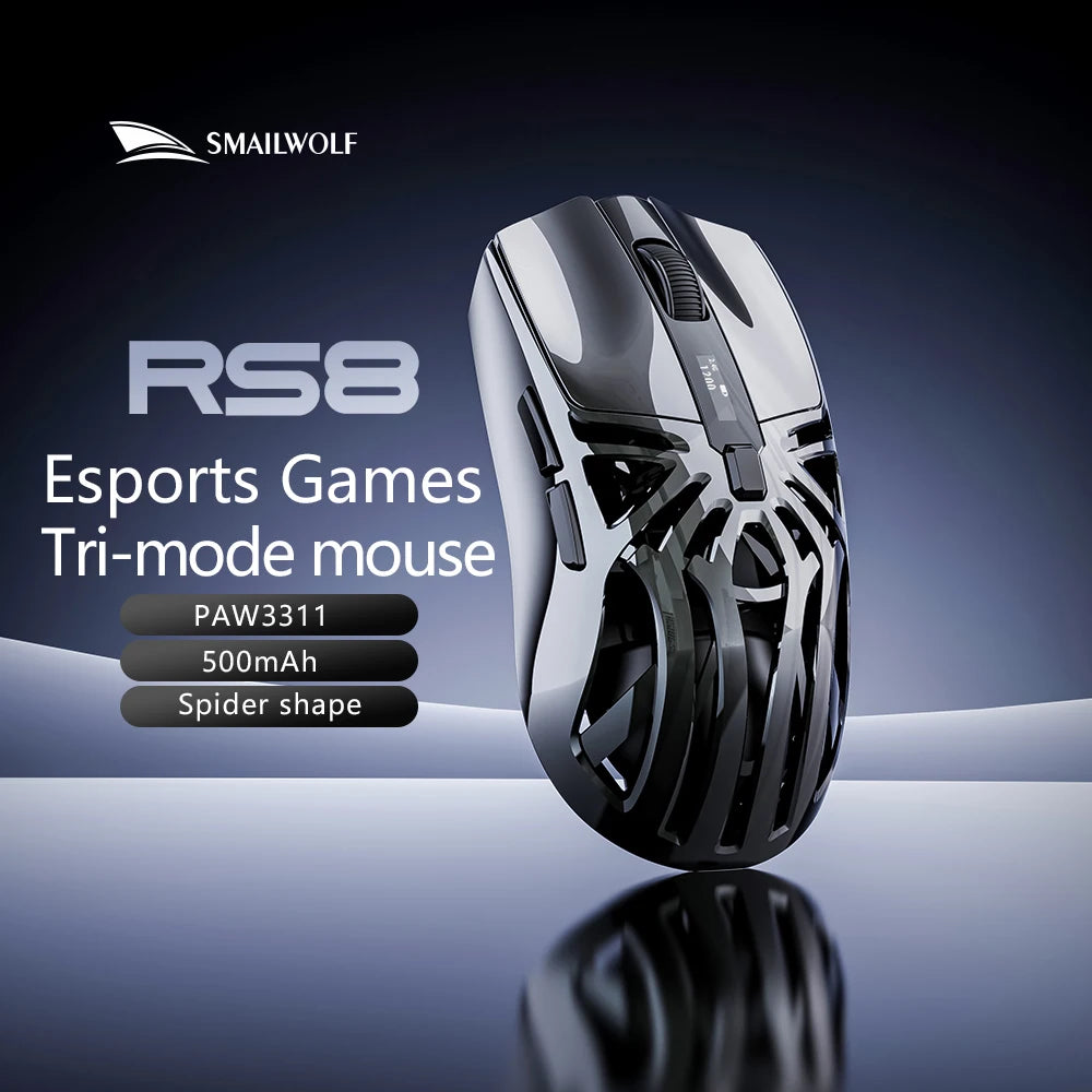SmailWolf RS8 Bluetooth wireless 2.4g gaming mouse triple-mode lightweight e-sports gaming 1K return rate 10000DPI computer