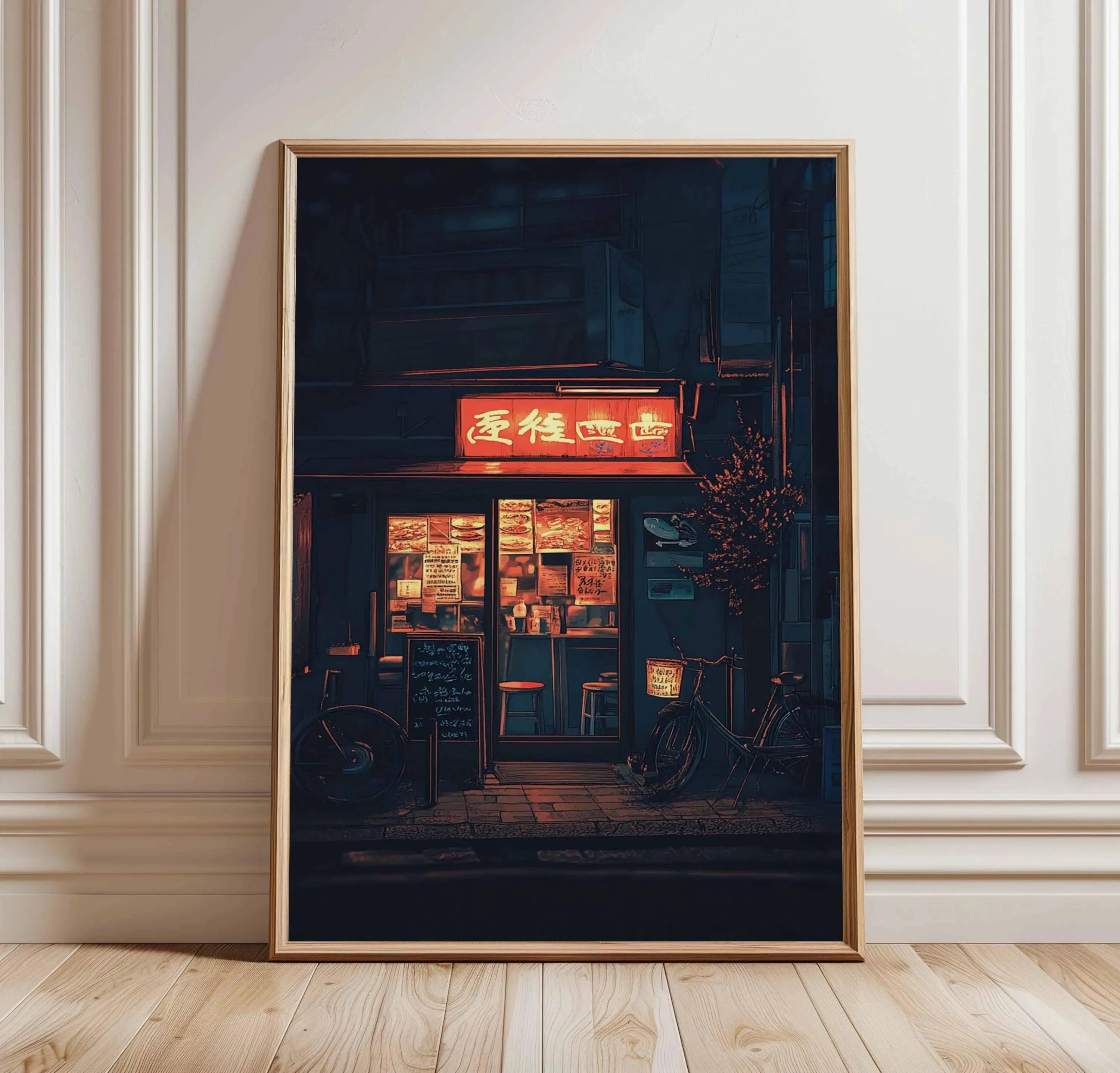 Anime Ramen Shop Food Illustration Canvas Print Tokyo City Street View Wall Poster for Modern Living Room Kitchen Home Decor