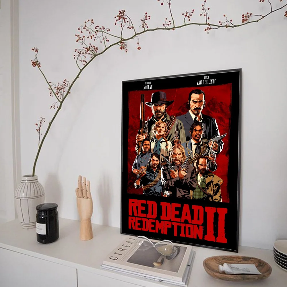 Red D-Dead R-Redemption 2 DIY Sticky Poster Whitepaper Prints Posters Artwork Vintage Decorative Painting