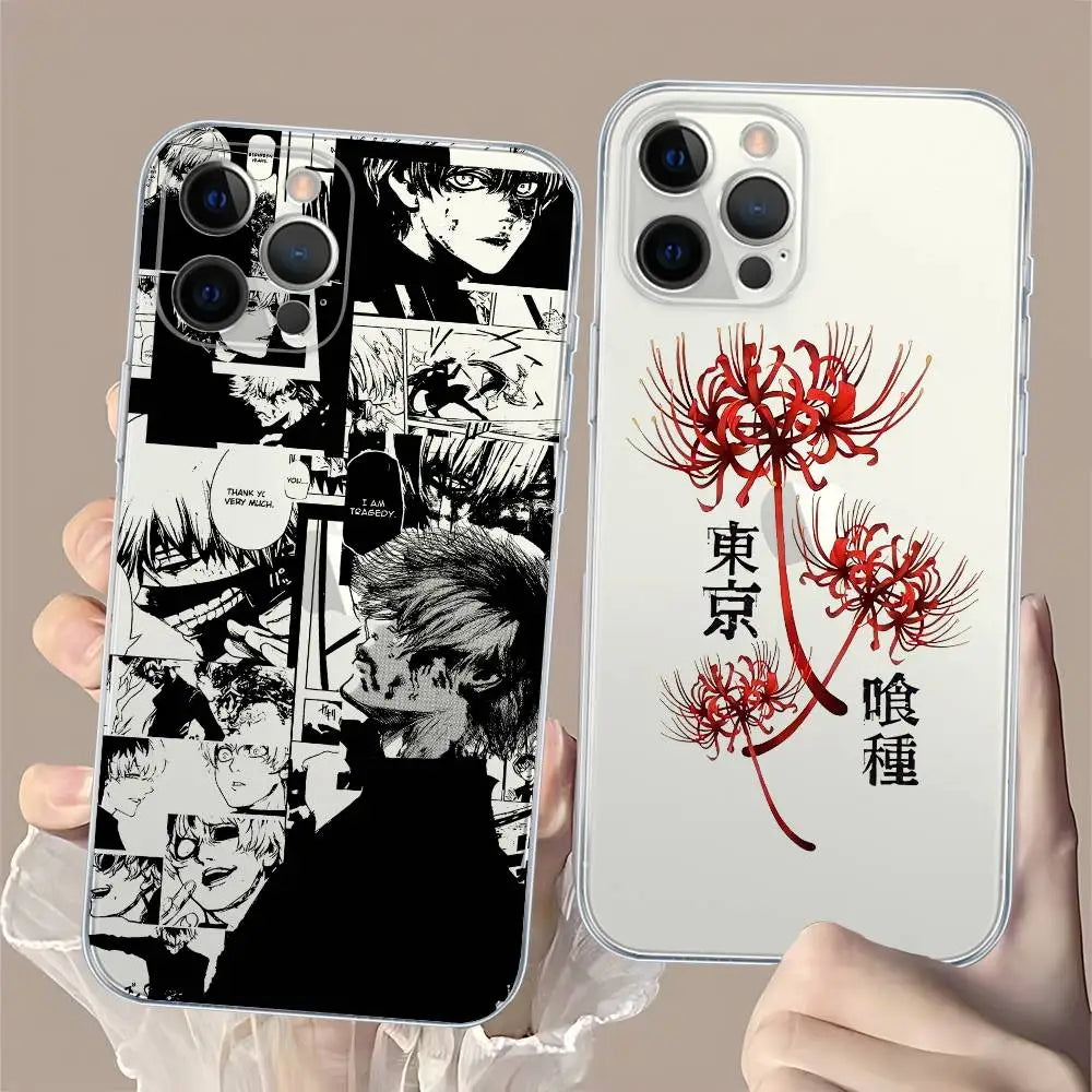 Tokyo Ghoul Kaneki Ken Anime Transparent Case For iPhone 11 12 13 14 15 16 17 Air Pro Max Plus Mini Shockproof Cover