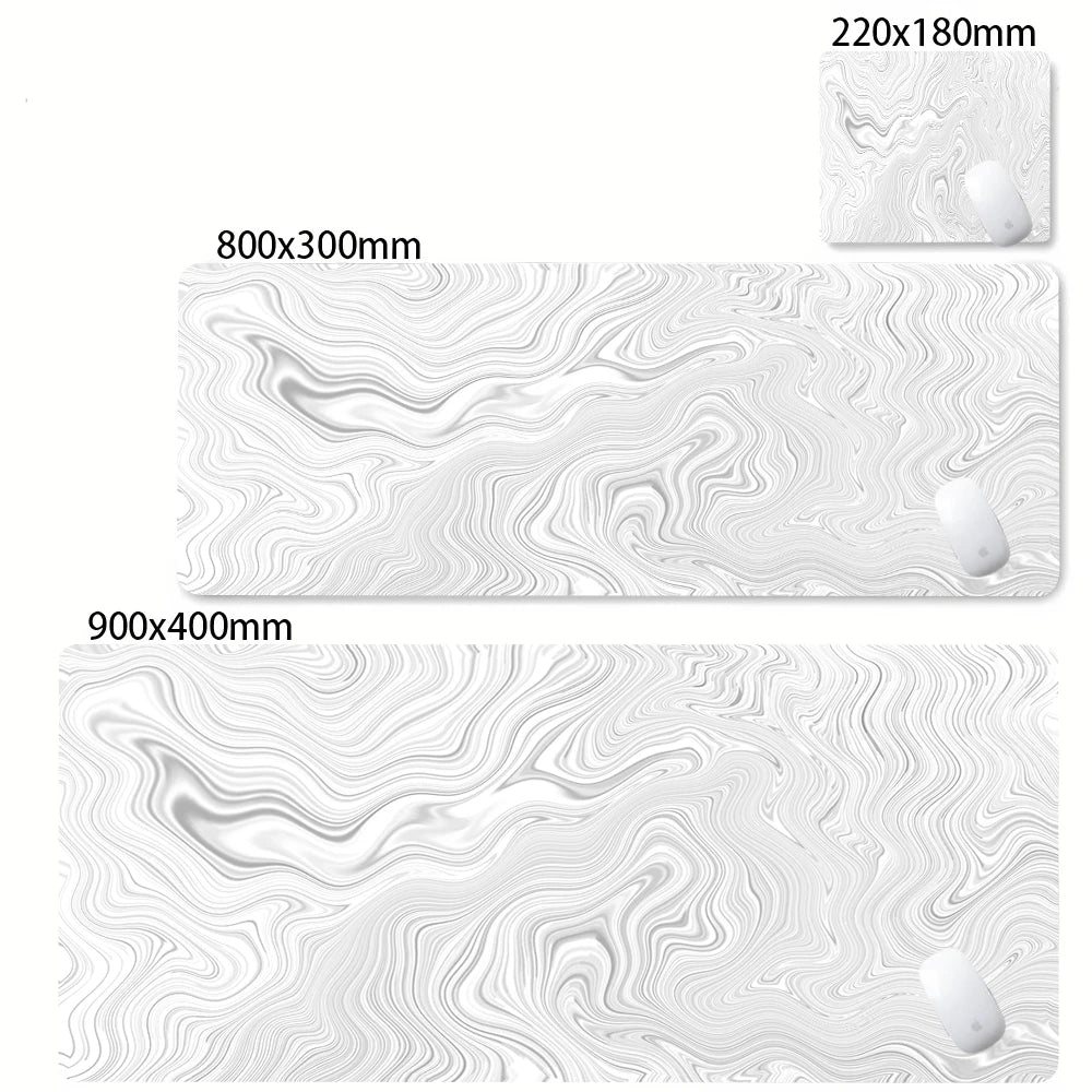 XXL Black & White Strata Liquid Gaming Mouse Pad - Large Non-Slip Desk Mat with Lockedge